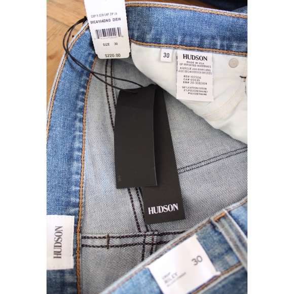 Hudson NWT Riley Cropped Vintage Wash Jeans Exposed Zipper 30 10 - Picture 7 of 8
